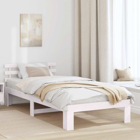 Bed Frame with Headboard White 90 x 190 cm Solid Pine Wood vidaXL (1/5)