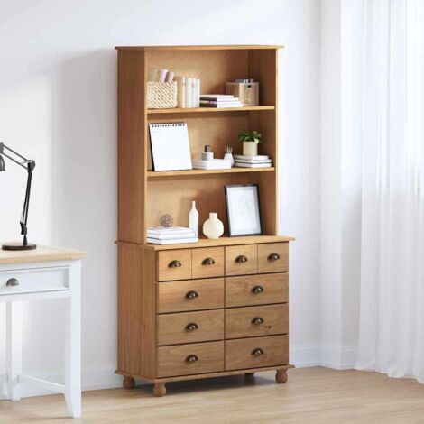 Hutch ASKIM Honey brown 91 x 40 x 184 cm Solid Pine wood vidaXL