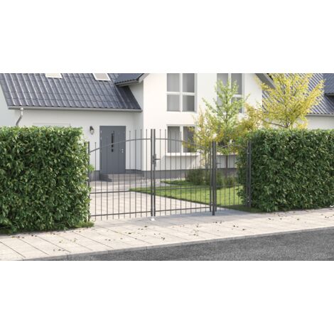 Garden Gate with Lock Woerden Grey 175 x 400 cm Steel vidaXL (1/5)