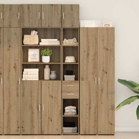 Slim Storage Cabinet with Drawer Artisan oak 30 x 42.5 x 225 cm vidaXL