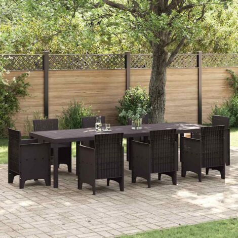 Garden Table Brown 300 x 100 x 73 cm Poly Rattan vidaXL