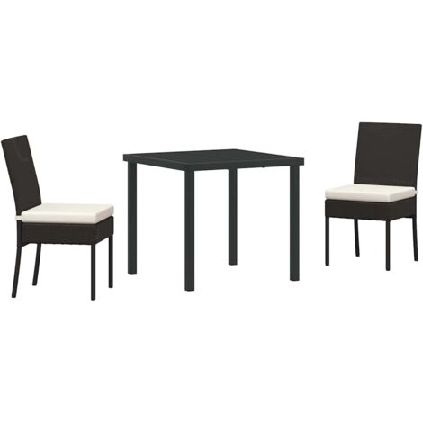 Garden Dining Set 3 pcs Black Poly rattan vidaXL (1/5)