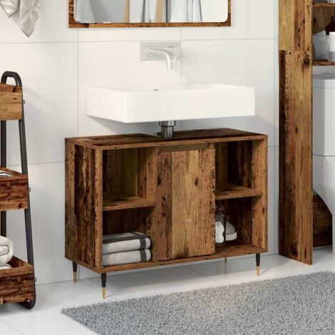 Vidaxl – Bathroom cabinet engineered wood 80 x 33 x 60 cm – Wall-mounted design – Hinge doors for easy access – Ample storage with 2 shelves (1/5)