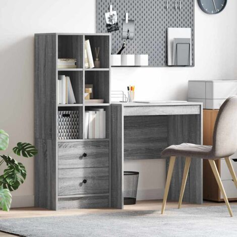 Desk with Storage with Drawer 2 pcs Grey sonoma Engineered wood vidaXL