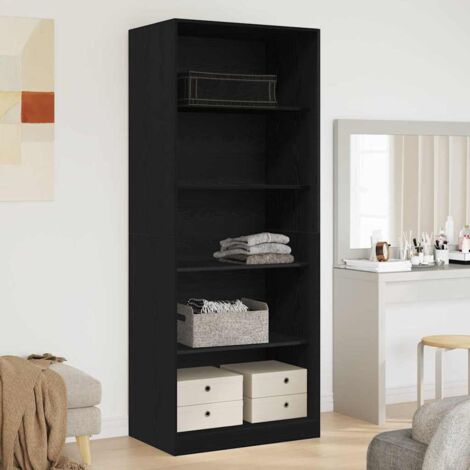 Wardrobe with Shelf Black oak 80 x 50 x 200 cm Engineered wood vidaXL