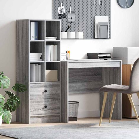 Desk with Storage with Drawer 2 pcs Grey sonoma Engineered wood vidaXL