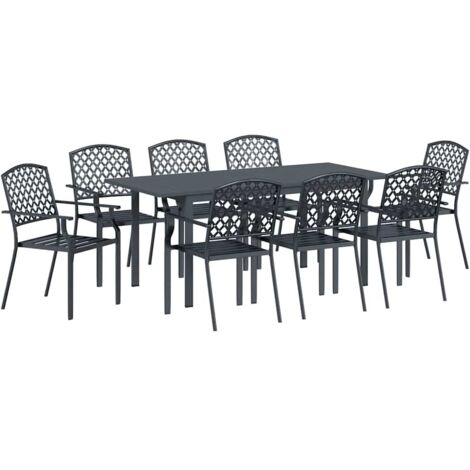 Garden Dining Set 9 pcs Anthracite Steel vidaXL (1/5)