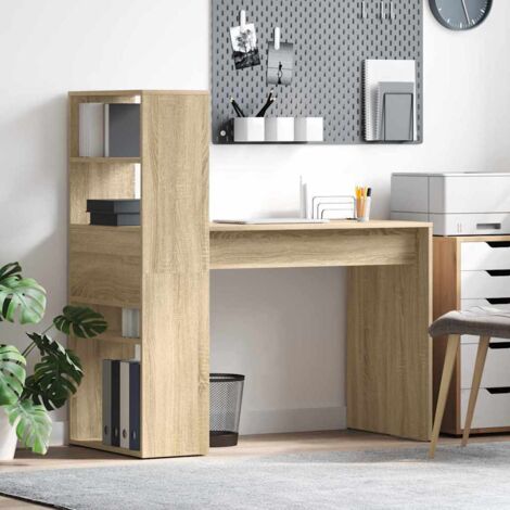 Desk with Shelf Sonoma oak 113 x 54 x 120 cm Engineered wood vidaXL