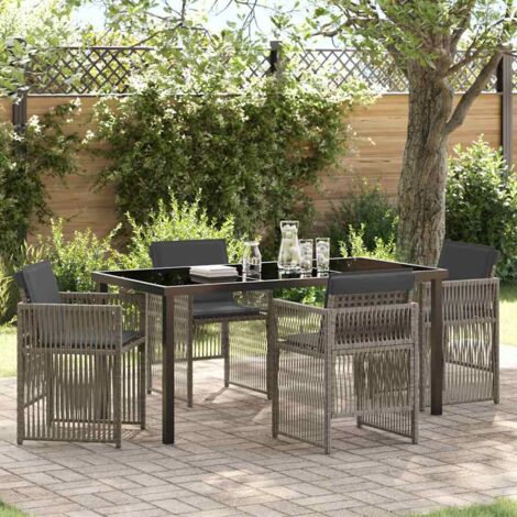 Garden Dining Set 5 pcs Grey Poly rattan vidaXL (1/5)