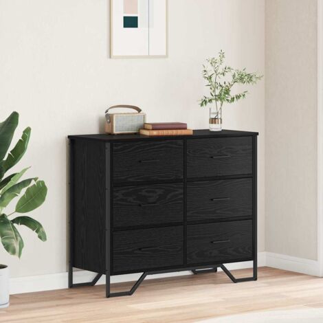 Chest of Drawers Black oak 91 x 35.5 x 74.5 cm Engineered wood vidaXL