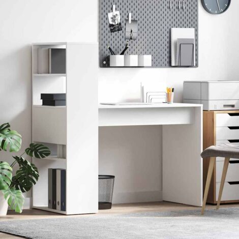 Desk with Shelf White 113 x 54 x 120 cm Engineered wood vidaXL