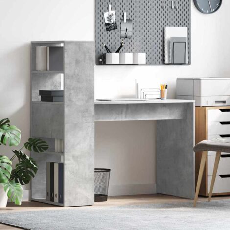 Desk with Shelf Concrete grey 113 x 54 x 120 cm Engineered wood vidaXL