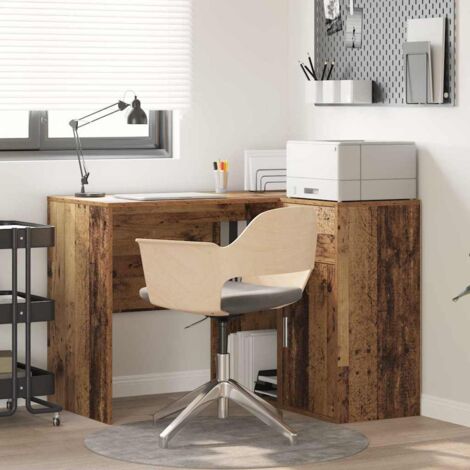 Corner Desk with Door Old wood 102 x 50 x 75 cm Engineered wood vidaXL