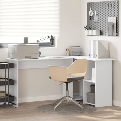 Desk with Shelf White 142 x 102 x 73 cm Engineered wood vidaXL