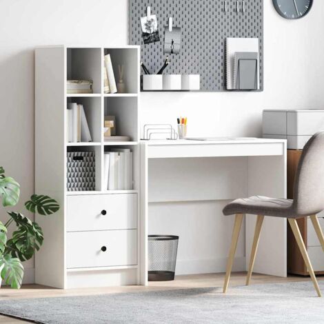 Desk with Storage with Drawer 2 pcs White Engineered wood vidaXL