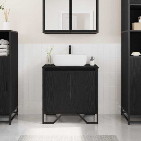 Bathroom Sink Cabinet Black Oak 60x35x60 cm Engineered Wood vidaXL