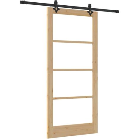 Sliding Door Manual ORKDAL Brown 93 x 202 cm Wood and metal vidaXL