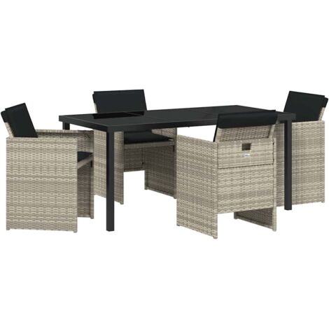 Garden Dining Set 5 pcs Light Grey Poly Rattan vidaXL (1/5)