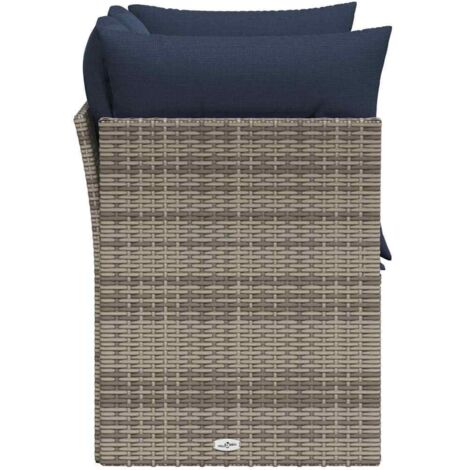 Garden Sofa with Cushion 8 pcs Grey and navy Poly rattan vidaXL