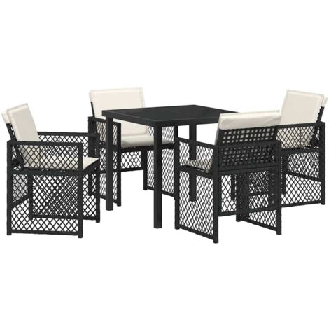Garden Dining Set 5 pcs Black Poly Rattan vidaXL (1/5)