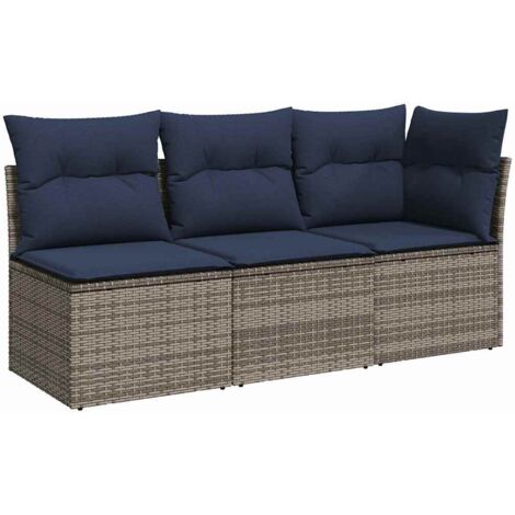 Garden Sofa with Cushion 8 pcs Grey and beige Poly rattan vidaXL