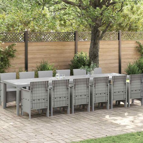 Garden Dining Set 13 pcs Light Grey Polt rattan vidaXL