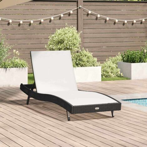 Sunlounger Reclining 1-person Black and White 70 x 197 x 82 cm vidaXL
