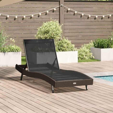 Sunlounger Brown 70 x 197 x 82 cm Poly Rattan and Metal vidaXL