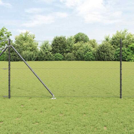Fence Posts 22 Pcs U-Channel Grey 150 Cm Steel Hexagon Fence Grey 1.5x50 M Steel | UK