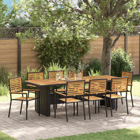 Garden Dining Set 9 pcs Black Poly Rattan vidaXL (1/5)