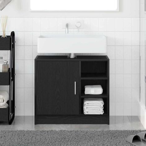 Sink Cabinet Black Oak 63 x 29 x 55 cm Engineered wood vidaXL
