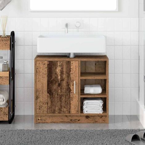 Sink Cabinet with Door Old Wood 63 x 29 x 55 cm Engineered wood vidaXL