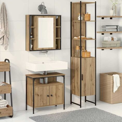 Bathroom Furniture Set 3 pcs Artisan Oak Engineered Wood vidaXL