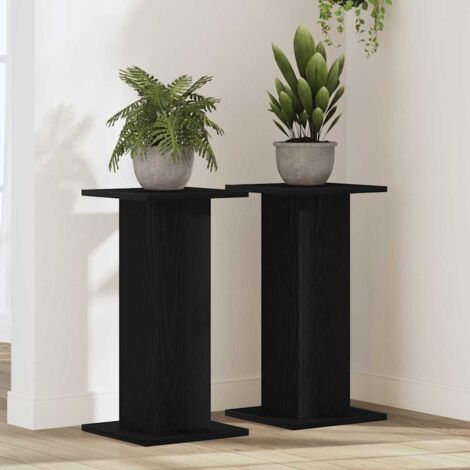 Speaker Stands with Shelf Black oak Engineered wood vidaXL