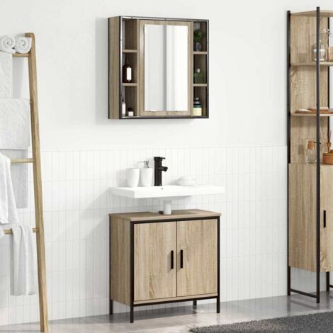 Bathroom Furniture Set with Shelf 2 pcs Brown Engineered wood vidaXL (1/5)
