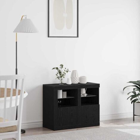 Side Cabinet 2 pcs Black oak 41 x 37 x 67 cm Engineered Wood vidaXL