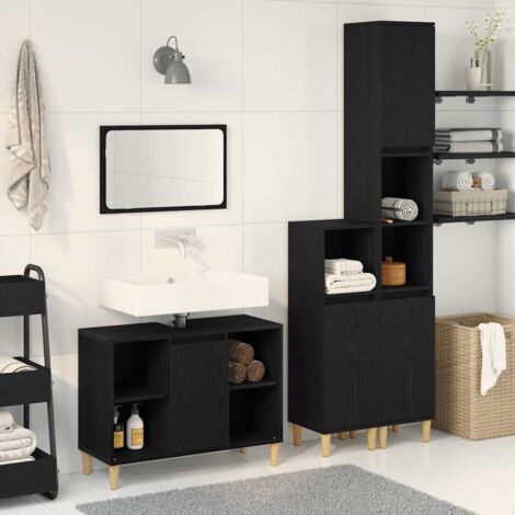 Bathroom Furniture Set with Storage 3 pcs Black 60 x 30 x 60 cm vidaXL