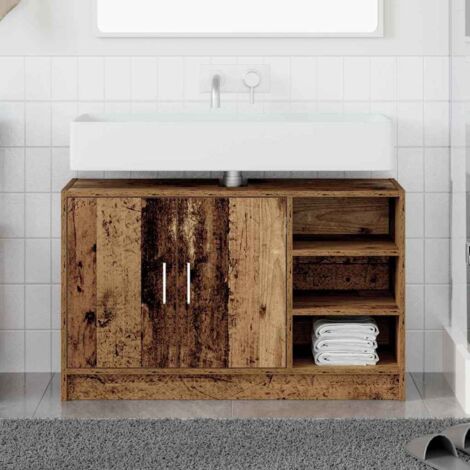 Sink Cabinet with Door Old Wood 90 x 29 x 55 cm Engineered wood vidaXL