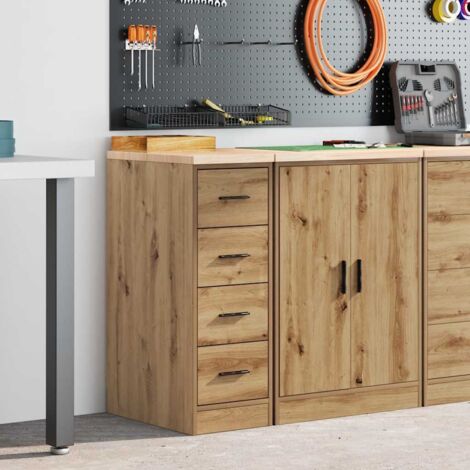 Garage Storage Cabinet Artisan Oak 30x51x85 cm Solid Wood Pine vidaXL