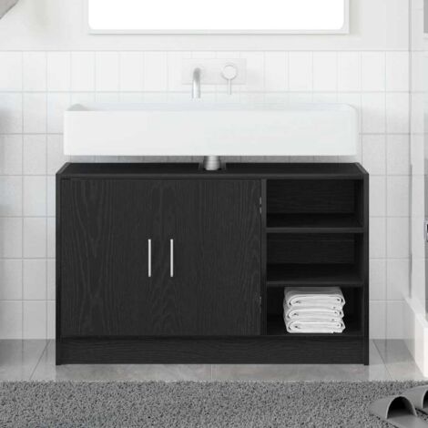 Sink Cabinet Black Oak 90 x 29 x 55 cm Engineered wood vidaXL