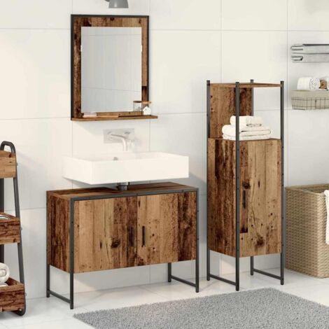 Bathroom Furniture Set with Shelf 3 pcs Brown Engineered wood vidaXL (1/5)