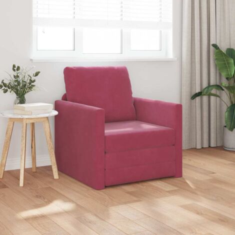 Floor Sofa Bed with Cushion Wine red 74 x 77 x 81 cm Velvet vidaXL