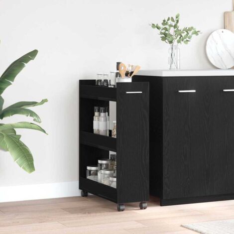 Cabinet with Wheel Black oak 60 x 22 x 79 cm Engineered Wood vidaXL (1/5)