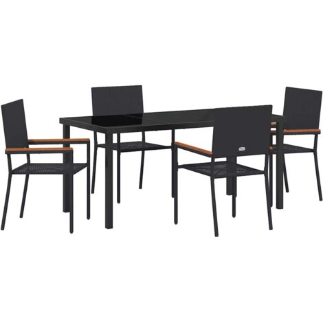 Garden Dining Set 5 pcs Black Poly rattan vidaXL (1/5)
