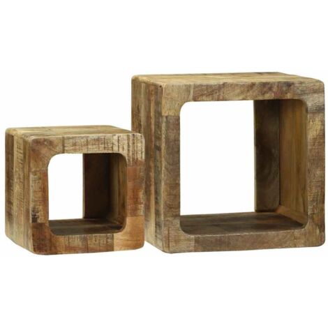 TV Unit 2 pcs Brown 36 x 30 x 36 cm Solid rough mango wood vidaXL (1/5)