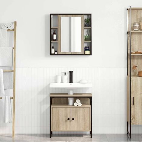 Bathroom Furniture Set with Shelf 2 pcs Brown 60 x 30 x 60 cm vidaXL (1/5)