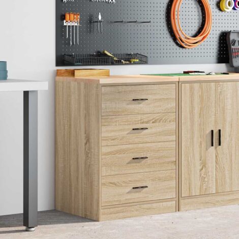 Garage Storage Cabinet Sonoma Oak 60x51x85 cm Solid Wood Pine vidaXL