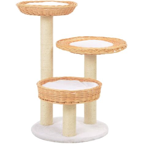 Cat Tree with Sisal Scratching Post Natural Willow Wood vidaXL