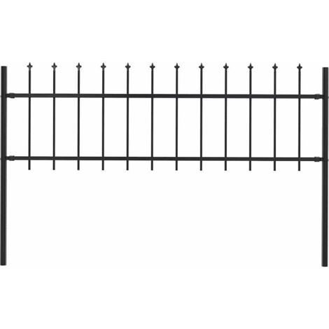 Garden Fence with Spear Top Steel 1.8 m Black vidaXL