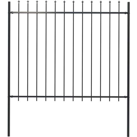 Garden Fence with Spear Top Steel 181x150 cm Black vidaXL